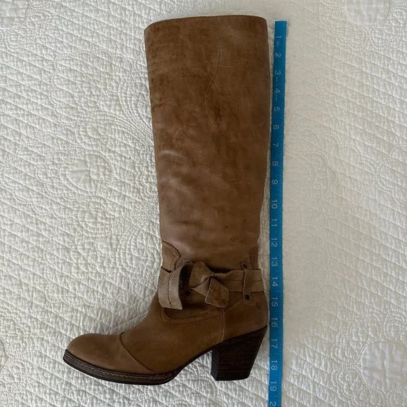 Anthropologie SixtySeven 67 Martingale Bow Leather Riding Boots Brown Women's - Picture 15 of 16